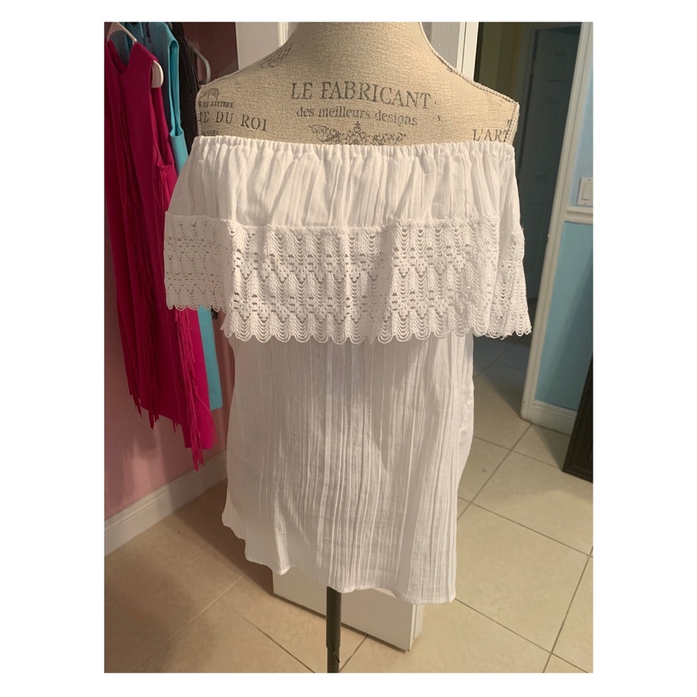 Off the shoulder white top